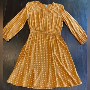 OLD NAVY Long Sleeve Dress, Rustic Orange With White Design, Women’s Small